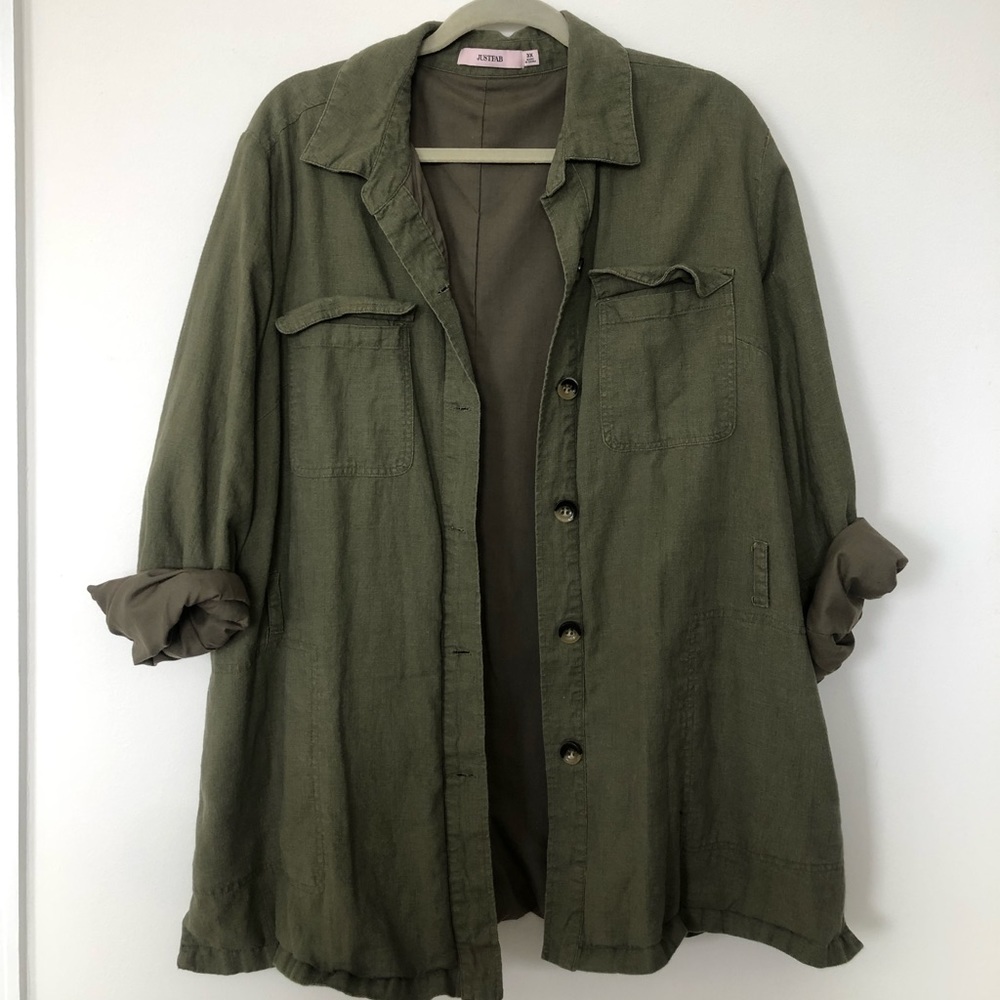 Just Fab Linen blend button down shirt/dress